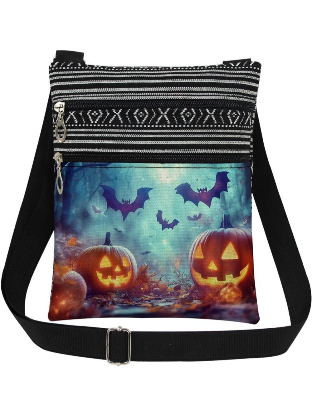 Women Halloween Pumpkin Halloween Witch Ghost Skull Purse Handbag Crossbody Bag